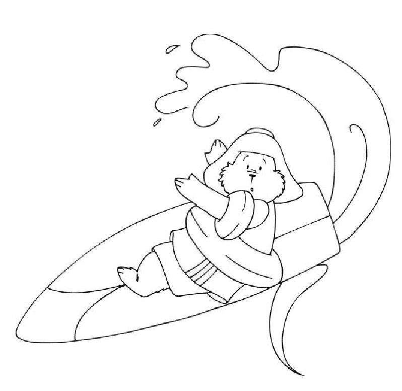 coloriage l ours paddington surfe